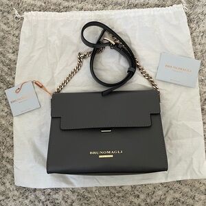 Bruno Magli Notched Flap Leather Crossbody Bag